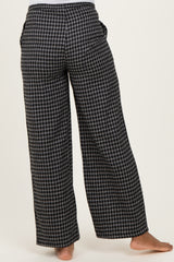 Black Plaid Drawstring Maternity Flannel Pants