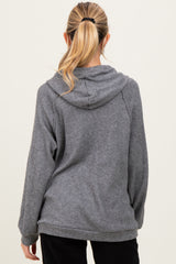 Charcoal Long Sleeve Solid Maternity Hoodie Top