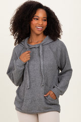 Charcoal Long Sleeve Solid Hoodie Top