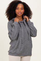 Charcoal Long Sleeve Solid Hoodie Top