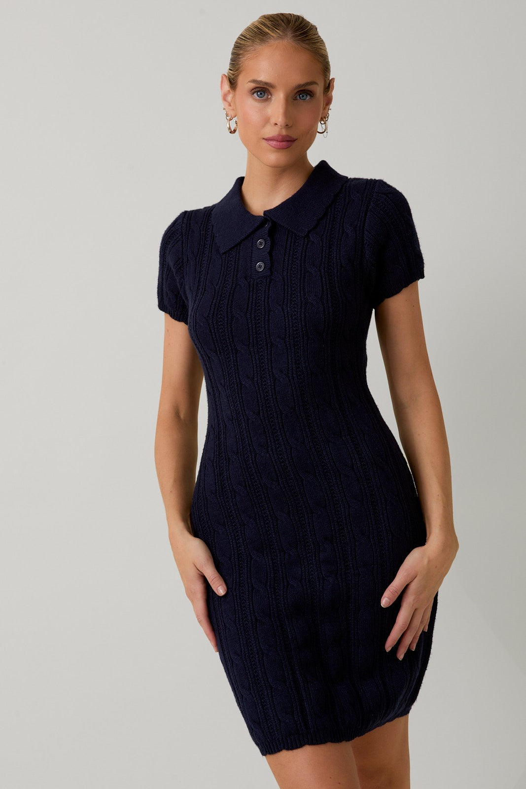cable knit sweater dress womens Langwyqu Long Sleeve Turtleneck Bodycon The wide sleeves and ribbed trims add a contemporary edge Greya Cable Knit Sweater Dress