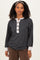 Charcoal Long Sleeve Contrast Button Detail Rib Top