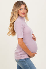 Mauve Soft Brushed Knit Mock Neck Maternity Top