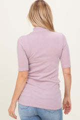 Mauve Soft Brushed Knit Mock Neck Top