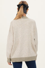 Light Olive Two-Tone Button-Down Maternity Cardigan