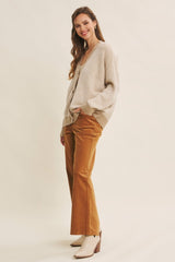 Taupe Two-Tone Button-Down Cardigan