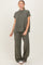 Olive Textured Rib Mock Neck Short Sleeve Pant Set