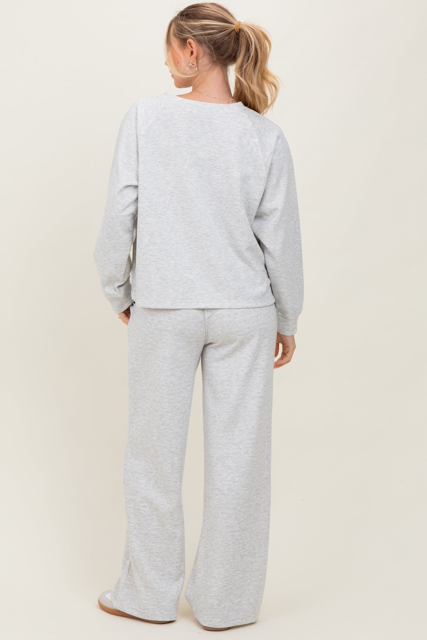Heather Grey Crewneck Pullover Pant Set