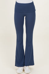 Navy Fold Over Waistband Flared Pants