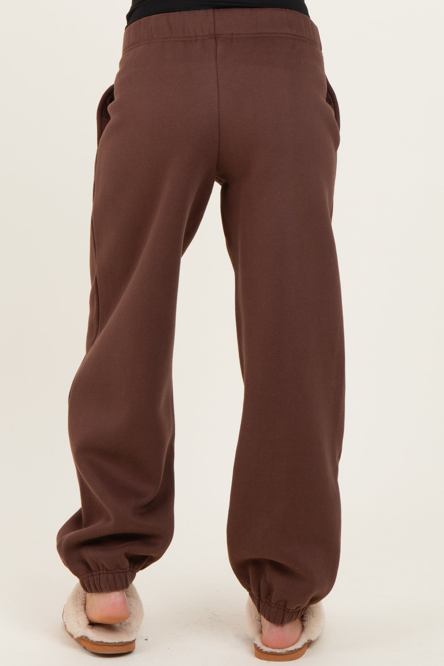 Brown Fleece Maternity Sweatpants