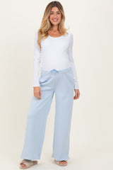 Light Blue Fleece Wide Leg Maternity Sweatpants