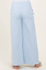 Light Blue Fleece Wide Leg Maternity Sweatpants