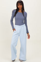 Light Blue Fleece Wide Leg Sweatpants
