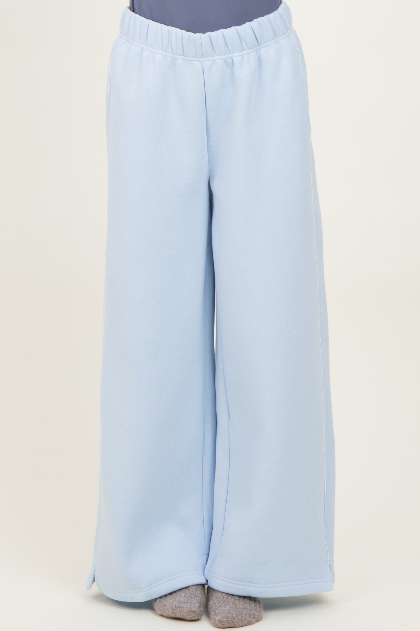 Light Blue Fleece Wide Leg Sweatpants