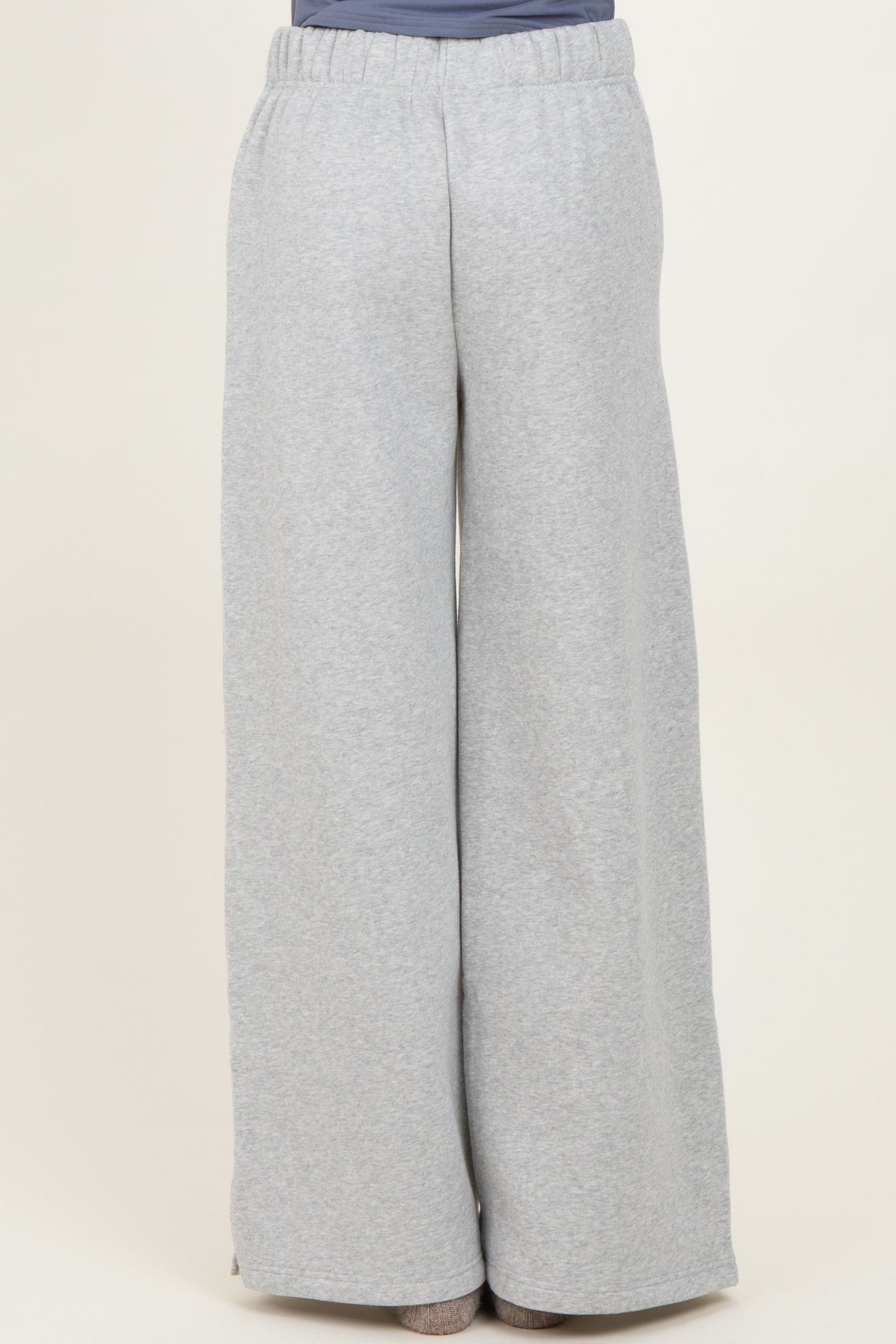 Heather Grey Fleece Wide Leg Sweatpants