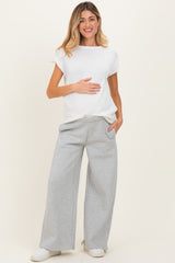 Heather Grey Fleece Wide Leg Maternity Sweatpants