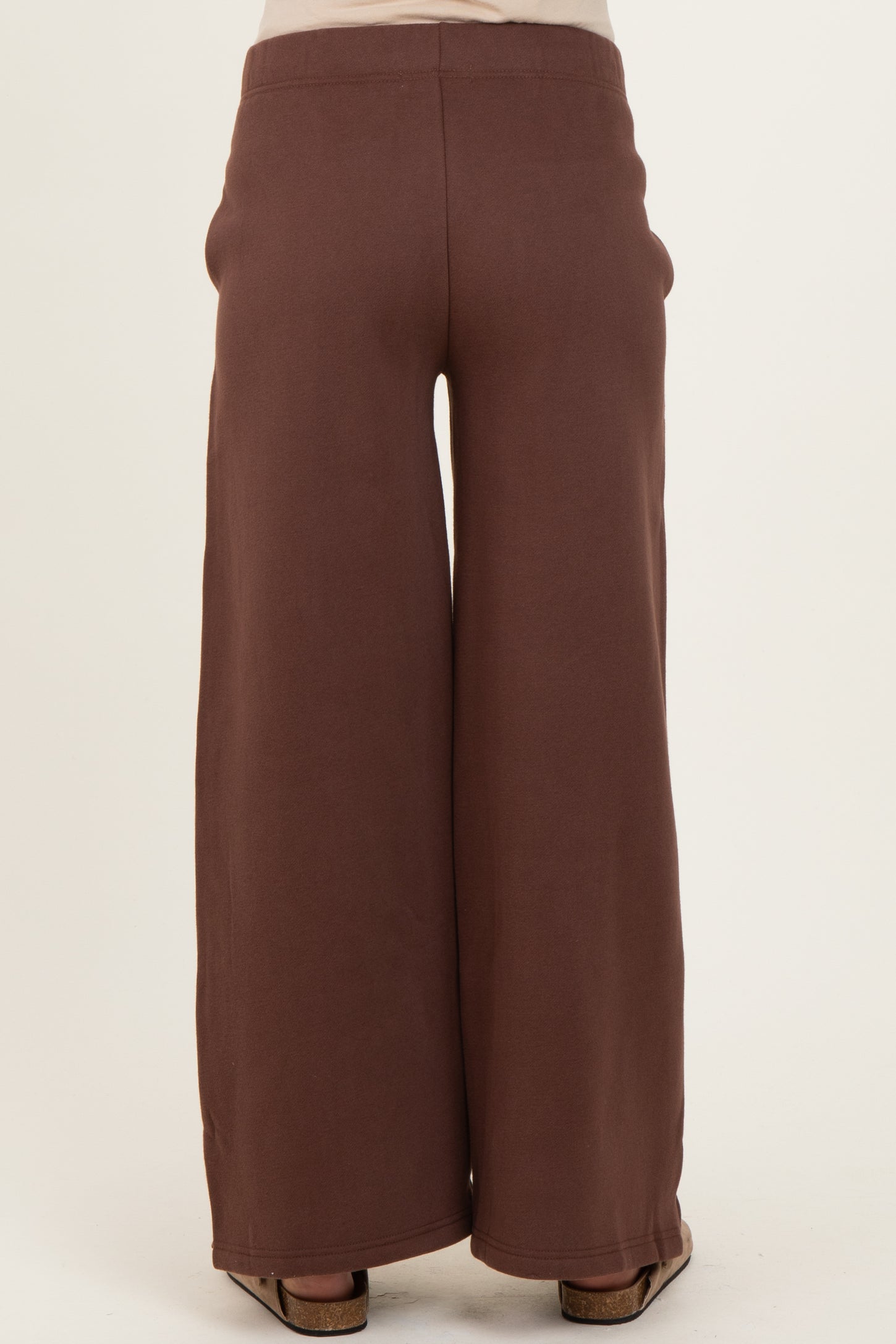 Brown Fleece Wide Leg Maternity Sweatpants