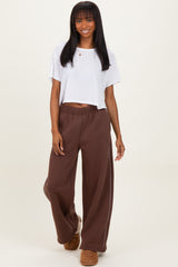 Brown Fleece Wide Leg Maternity Sweatpants