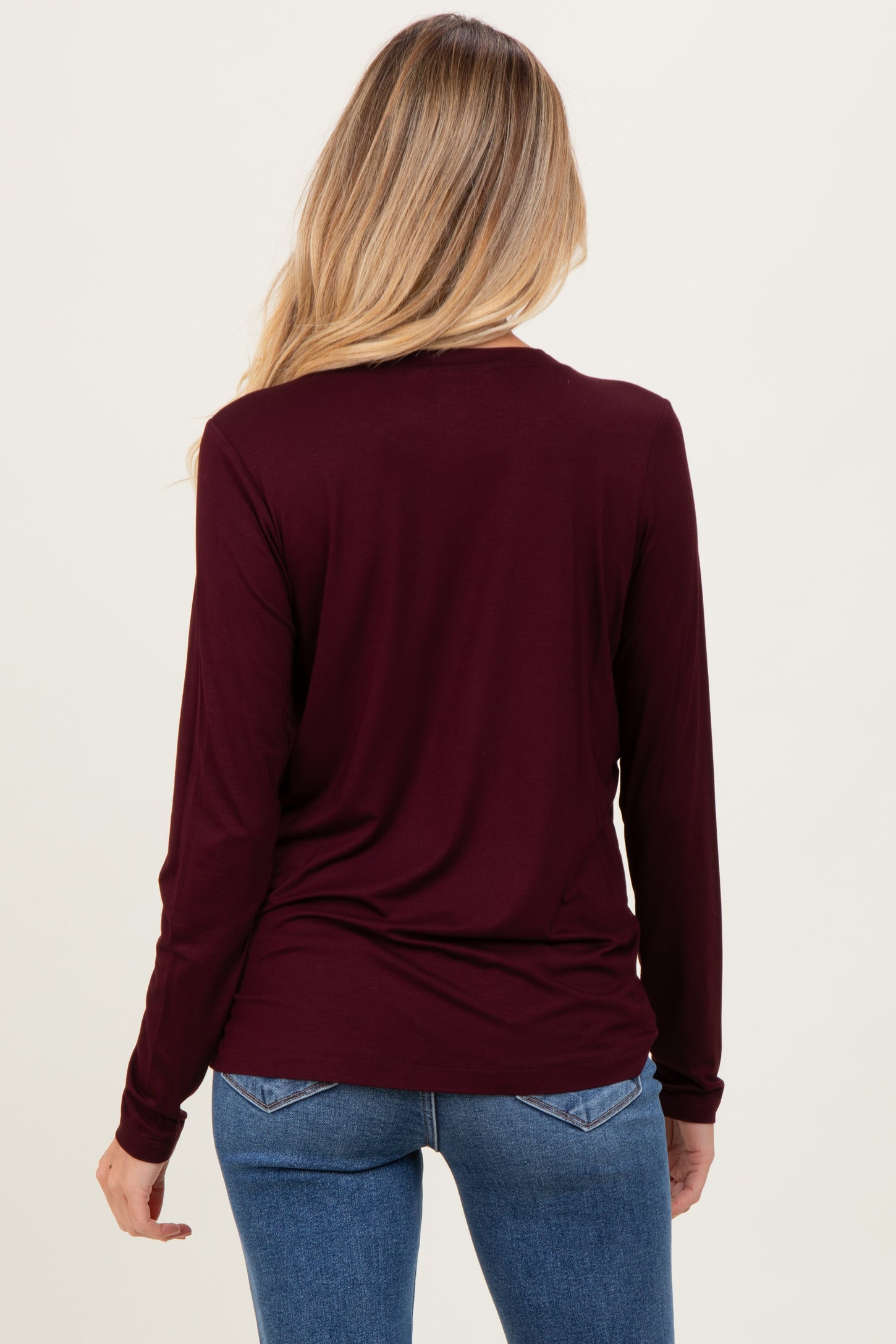 Burgundy Long Sleeve Maternity Top