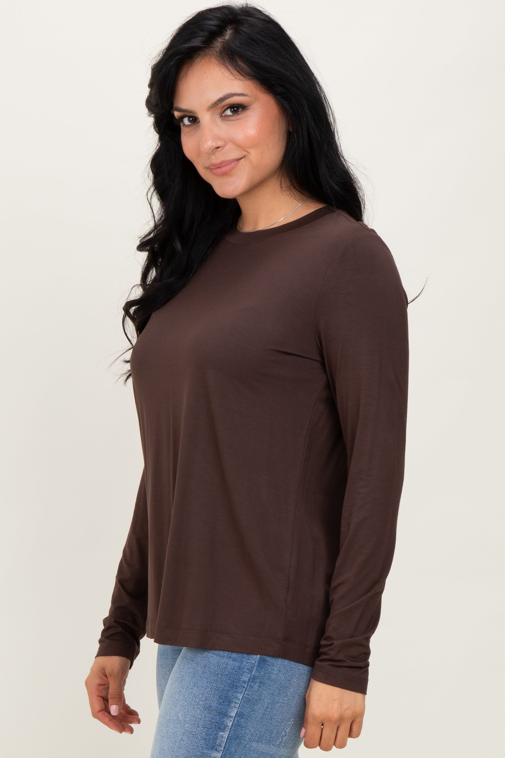Brown Long Sleeve Top – PinkBlush