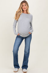 Heather Grey Long Sleeve Maternity Top