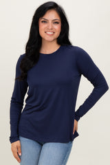 Navy Blue Long Sleeve Top