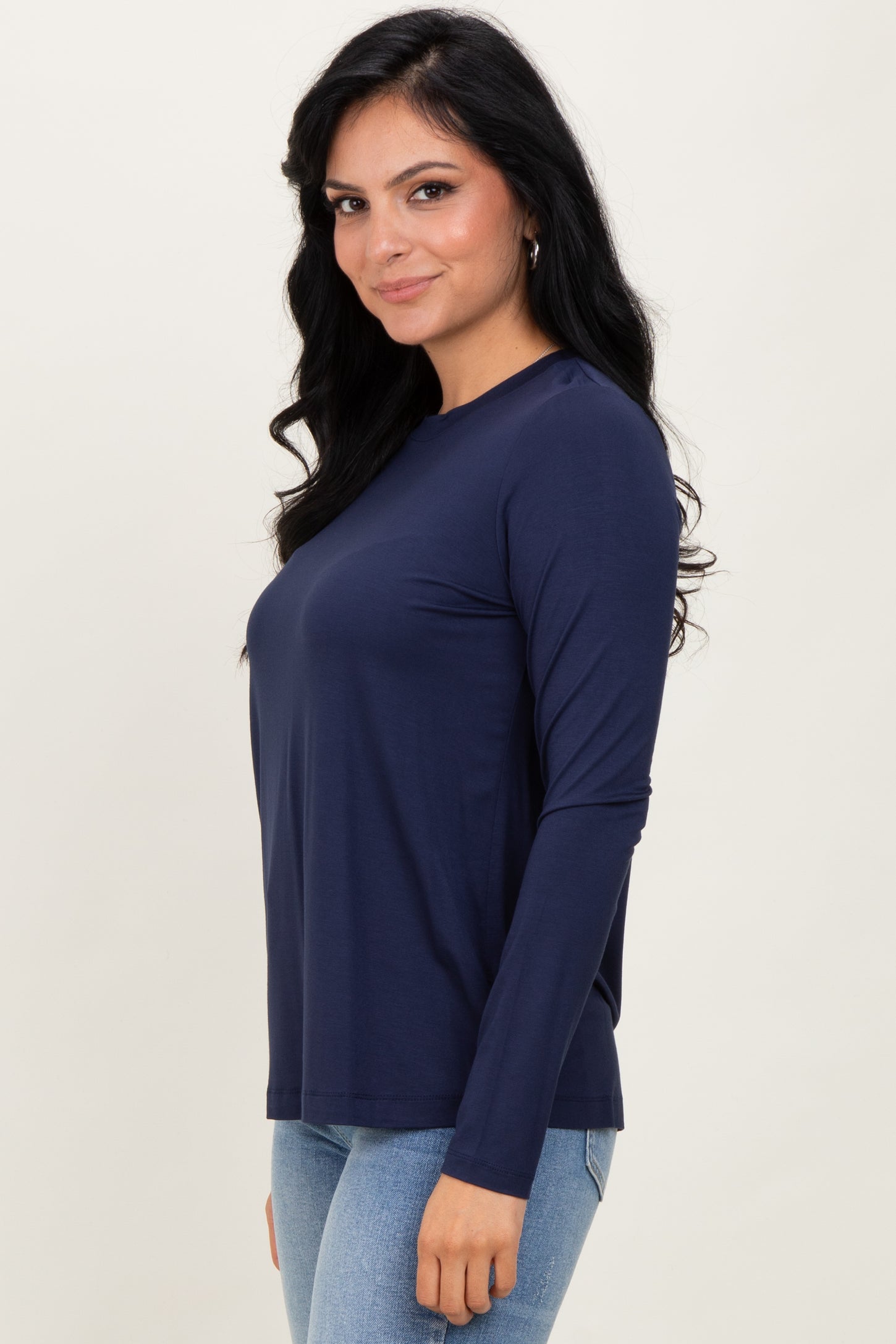 Navy Blue Long Sleeve Top