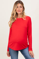 Red Long Sleeve Maternity Top
