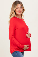Red Long Sleeve Maternity Top