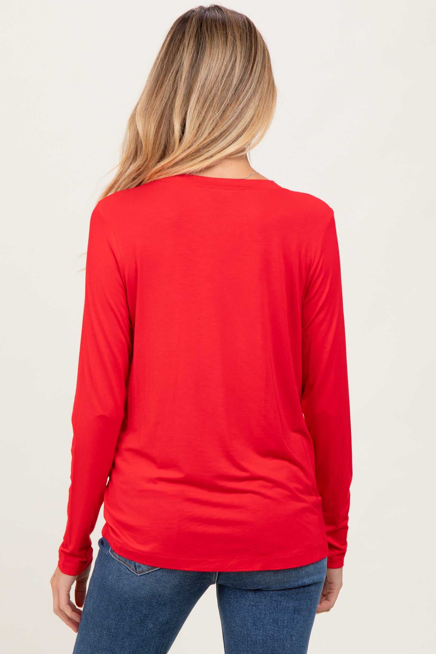 Red Long Sleeve Maternity Top