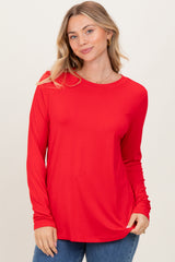 Red Long Sleeve Maternity Top