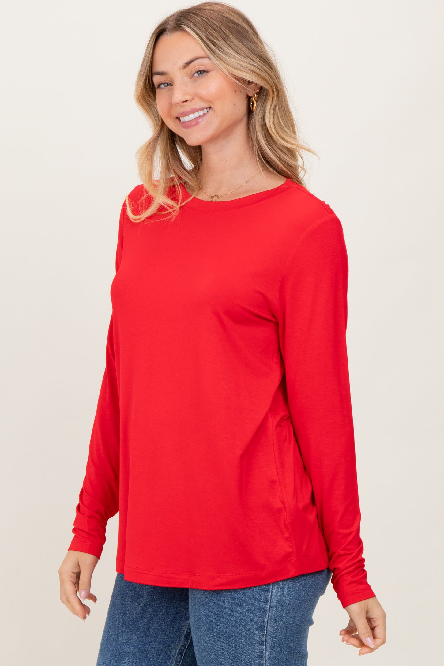 Red Long Sleeve Top