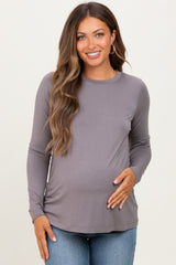 Grey Long Sleeve Maternity Top
