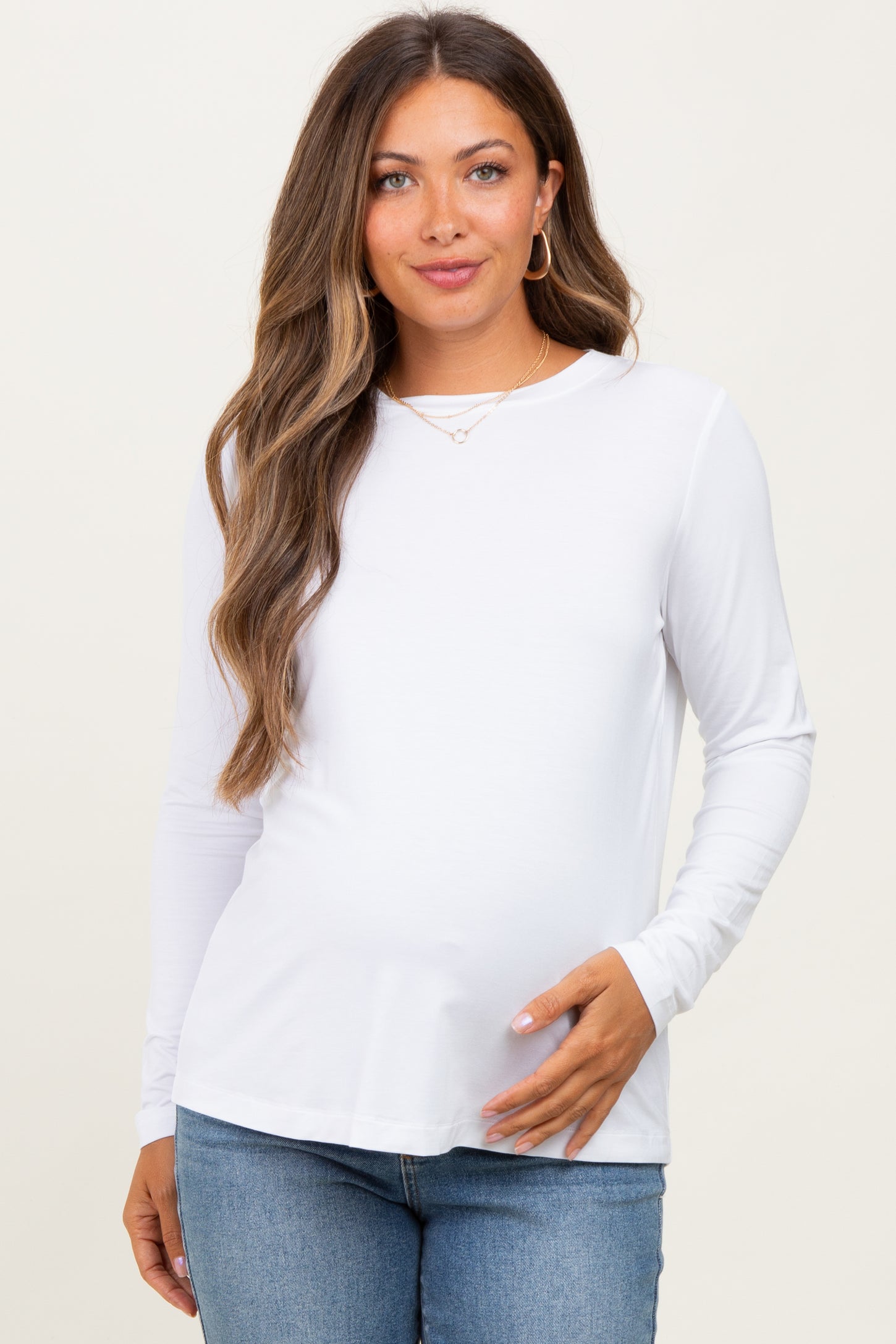 White Long Sleeve Maternity Top