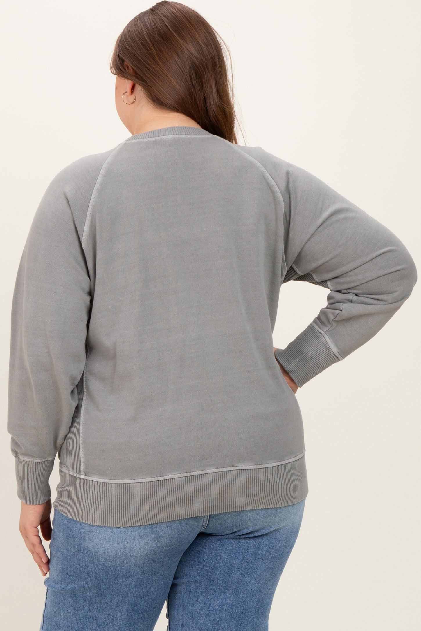 Vintage Wash French Terry Maternity Plus Pullover