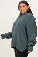 Jade Mock Neck Exposed Seam Sweater
