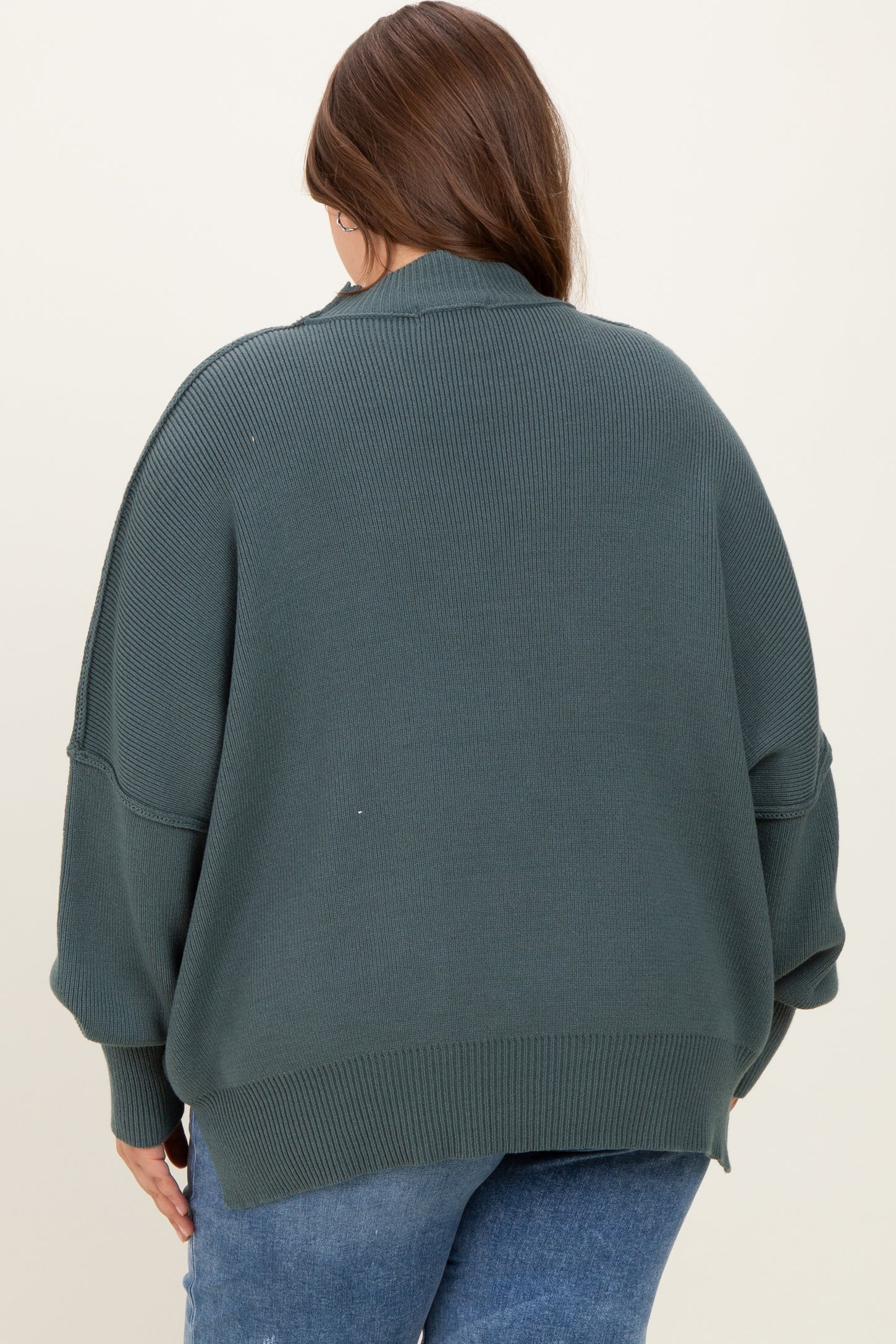 Jade Mock Neck Exposed Seam Maternity Sweater