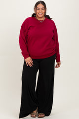 Burgundy Basic Fleece Crewneck Sweatshirt