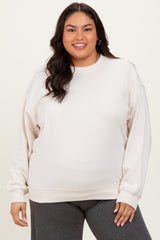 Cream Basic Fleece Crewneck Sweatshirt