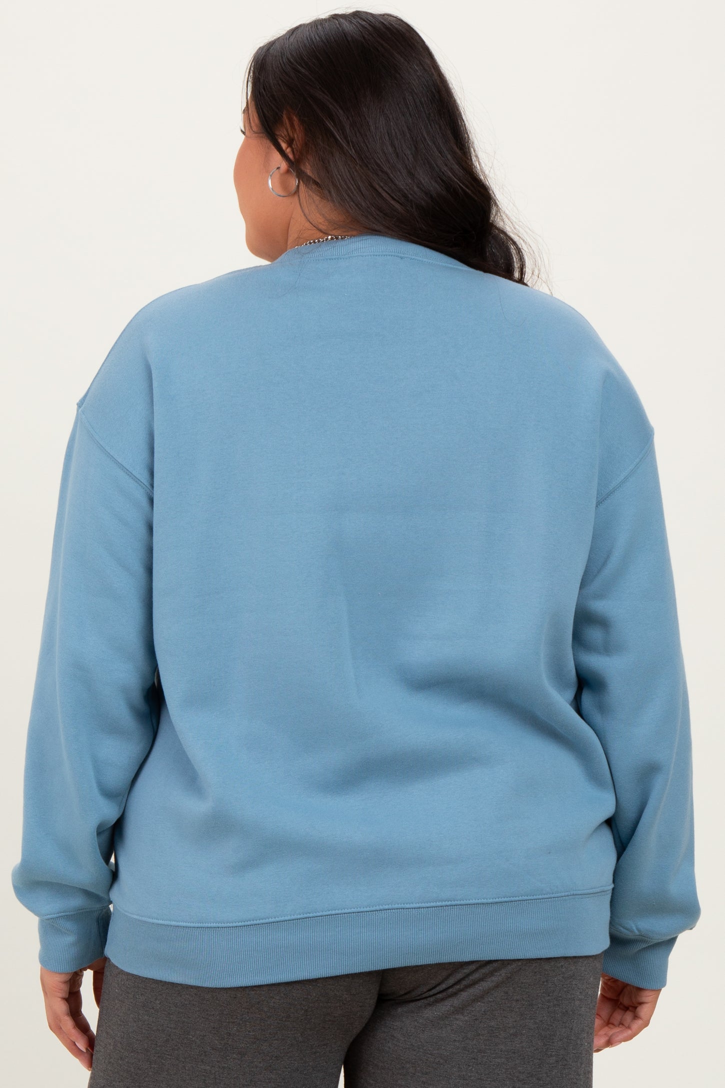 Blue Basic Fleece Crewneck Sweatshirt