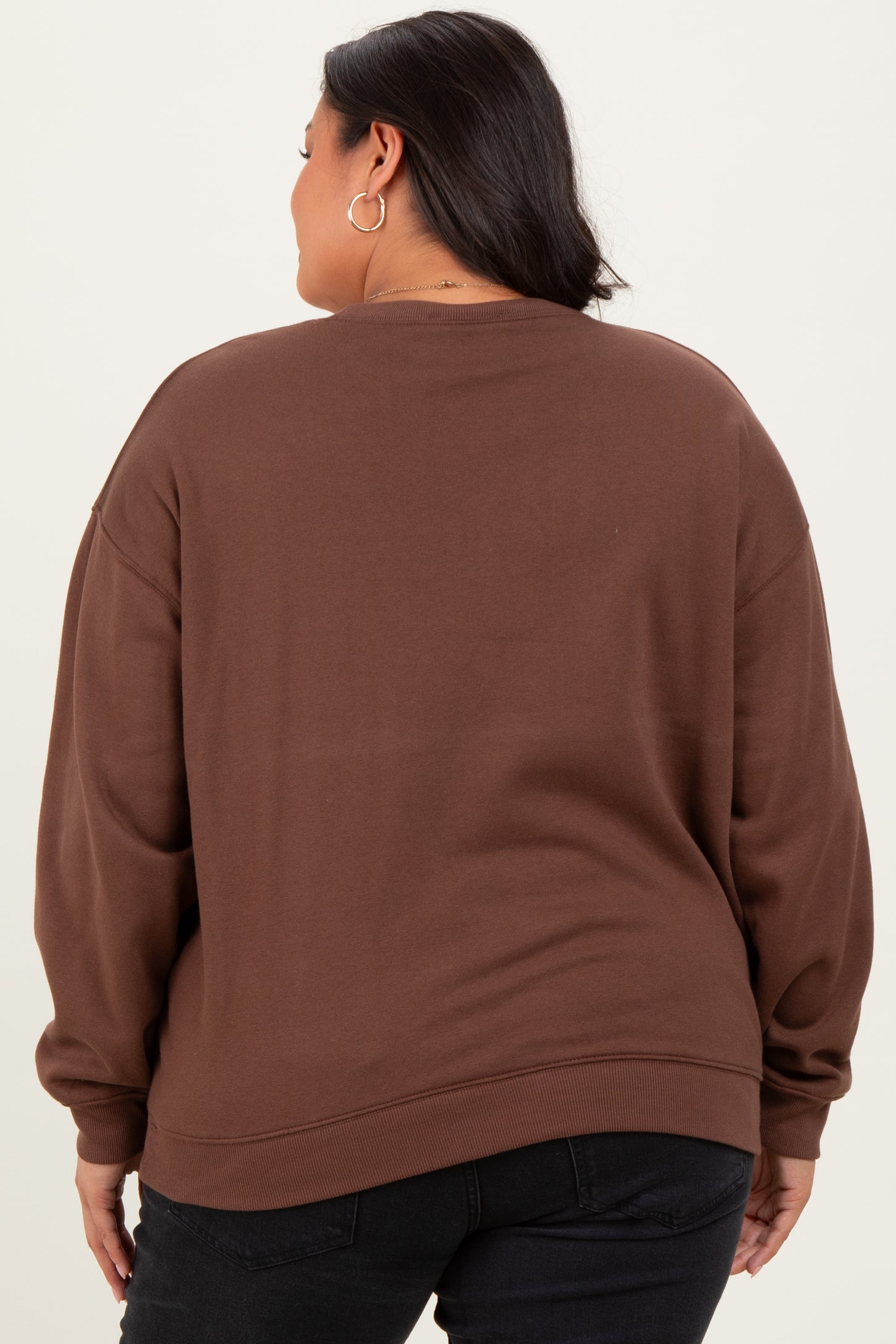 Brown Basic Fleece Crewneck Sweatshirt
