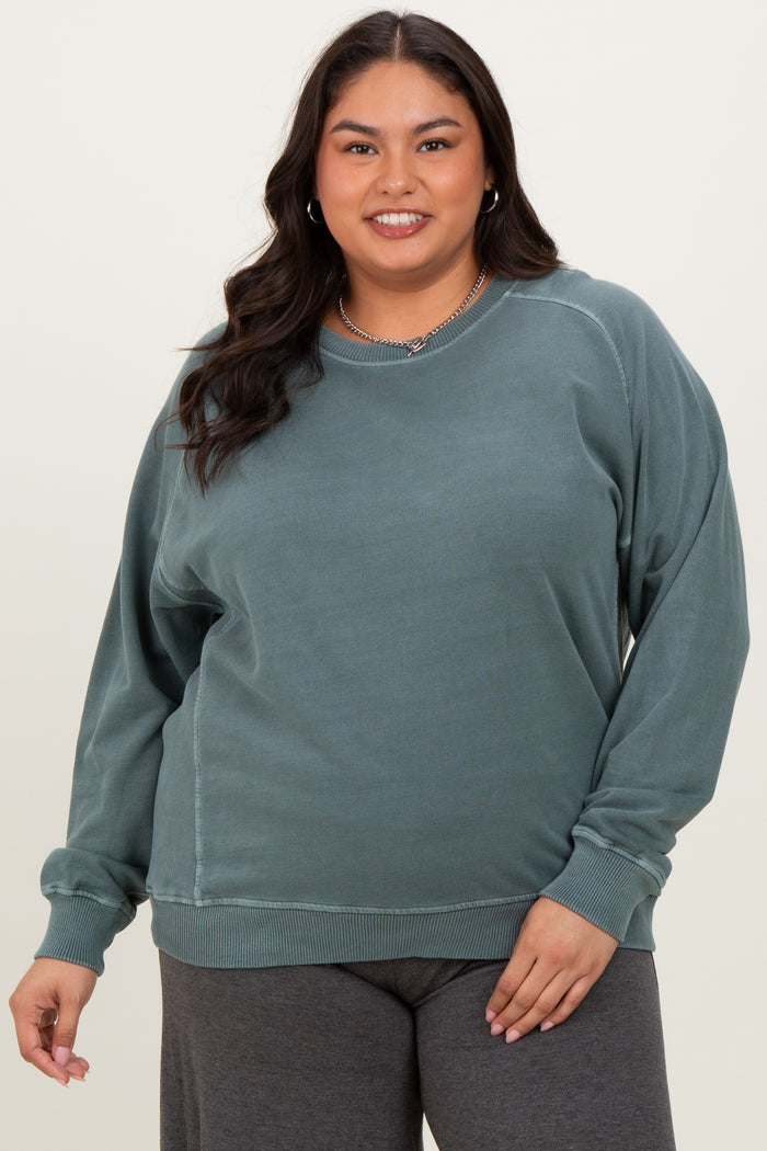 Jade French Terry Vintage Wash Maternity Plus Pullover