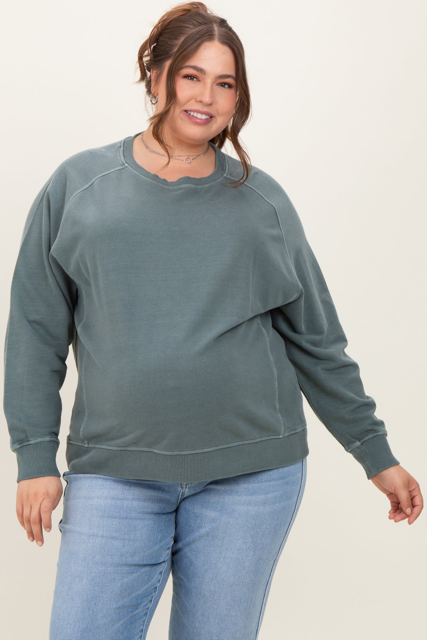 Jade French Terry Vintage Wash Maternity Plus Pullover