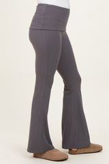 Grey Wide Fold-Over Flared Pants