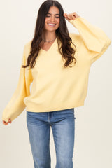 Light Yellow V-Neck Drop Shoulder Sweater