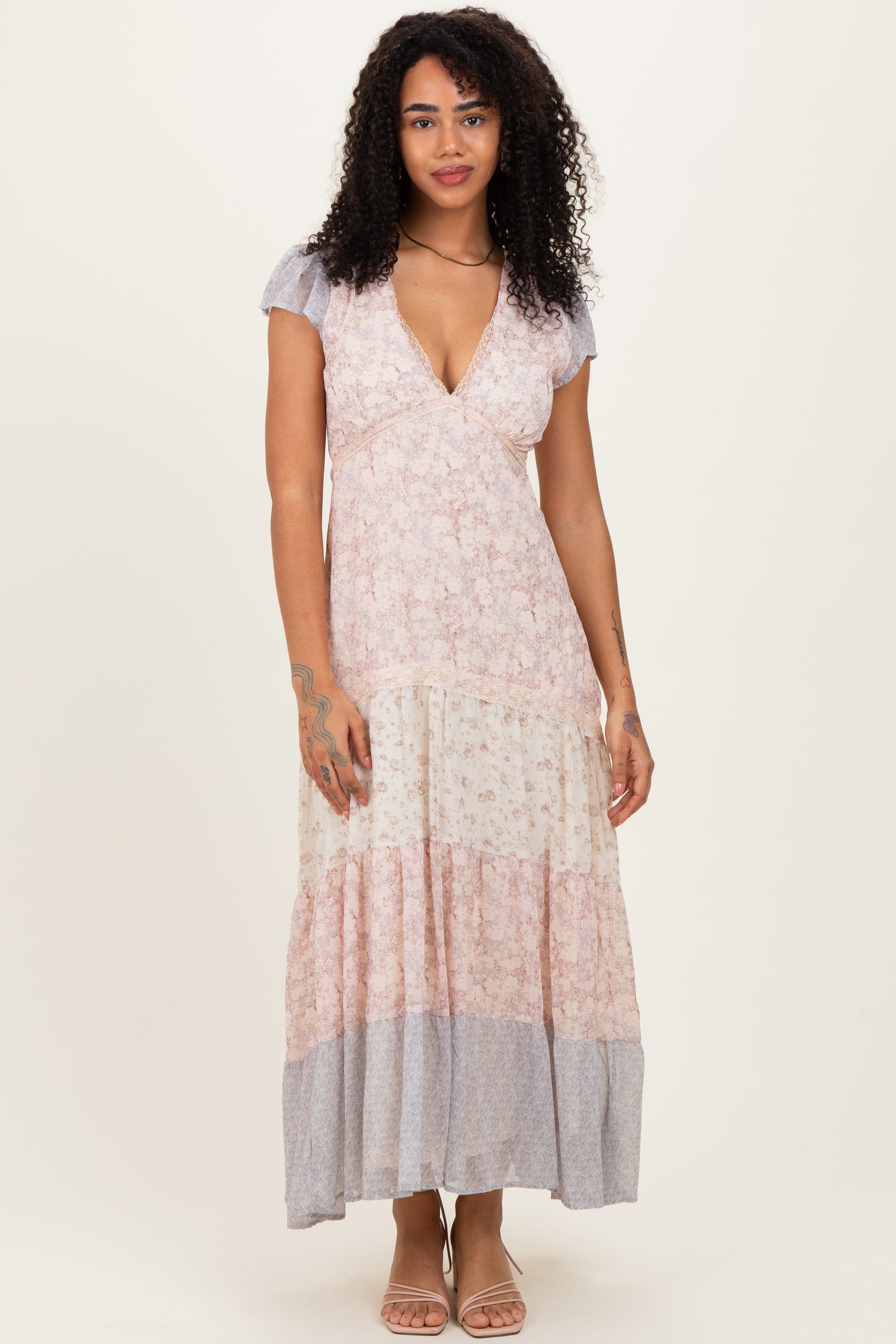 floral maxi dress pastel Multicolor Colorblock Tiered Women's Long Sleeve Dresses Vitora boasts a classic SD-05.29.25 Color:DARK PACIFIC BLUE