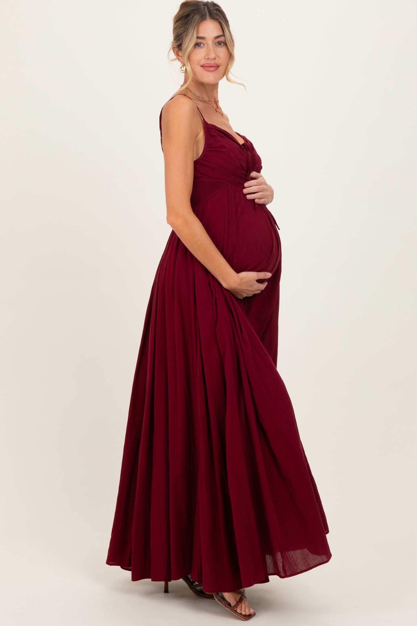 pink blush maternity burgundy dress PinkBlush Maternity Pink Solid Off Shoulder Maxi Dress
