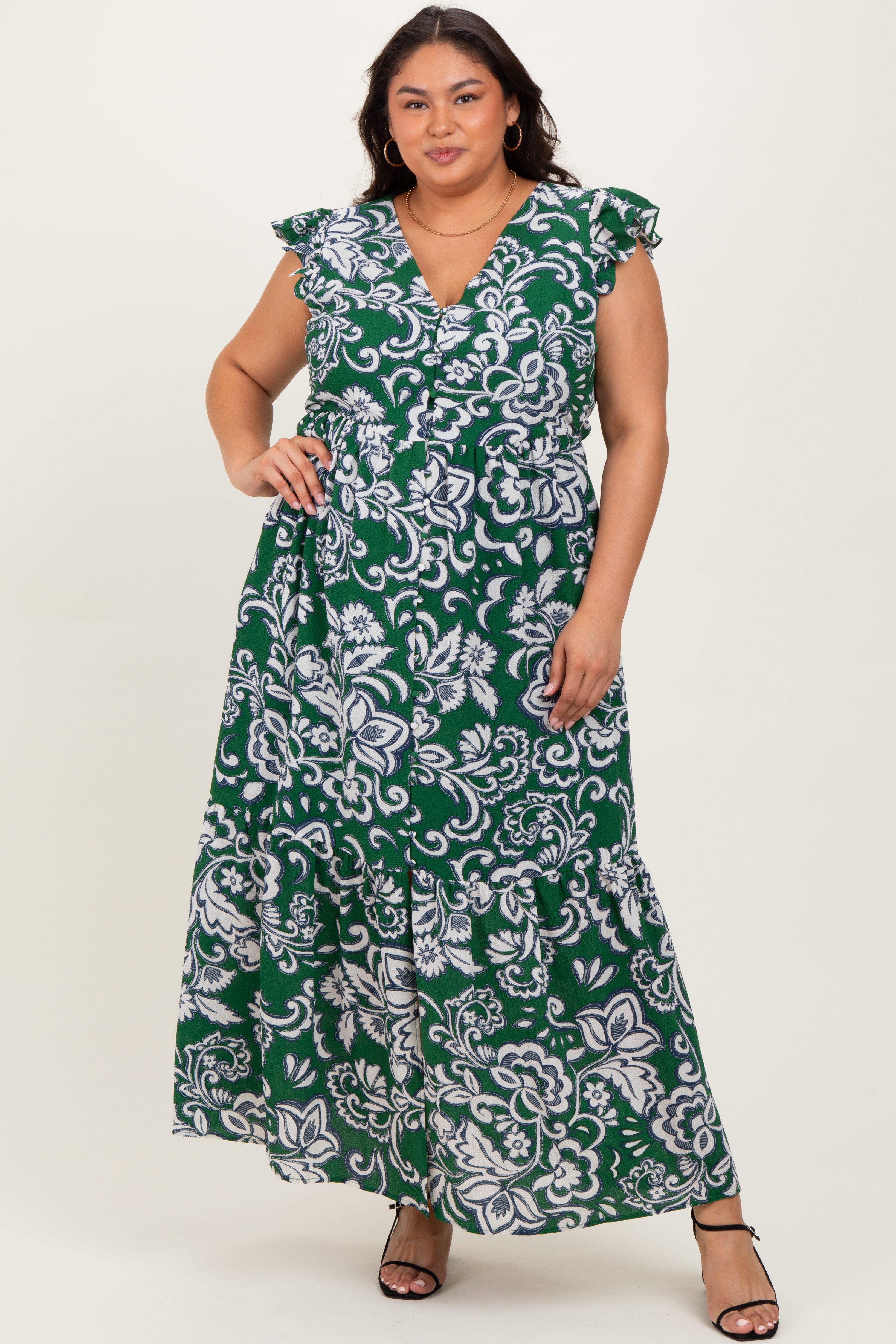 slim fit dress slacks Unique Vintage Plus Size 1920s Emerald Velvet Floral Burnout Hemingway main image 1
