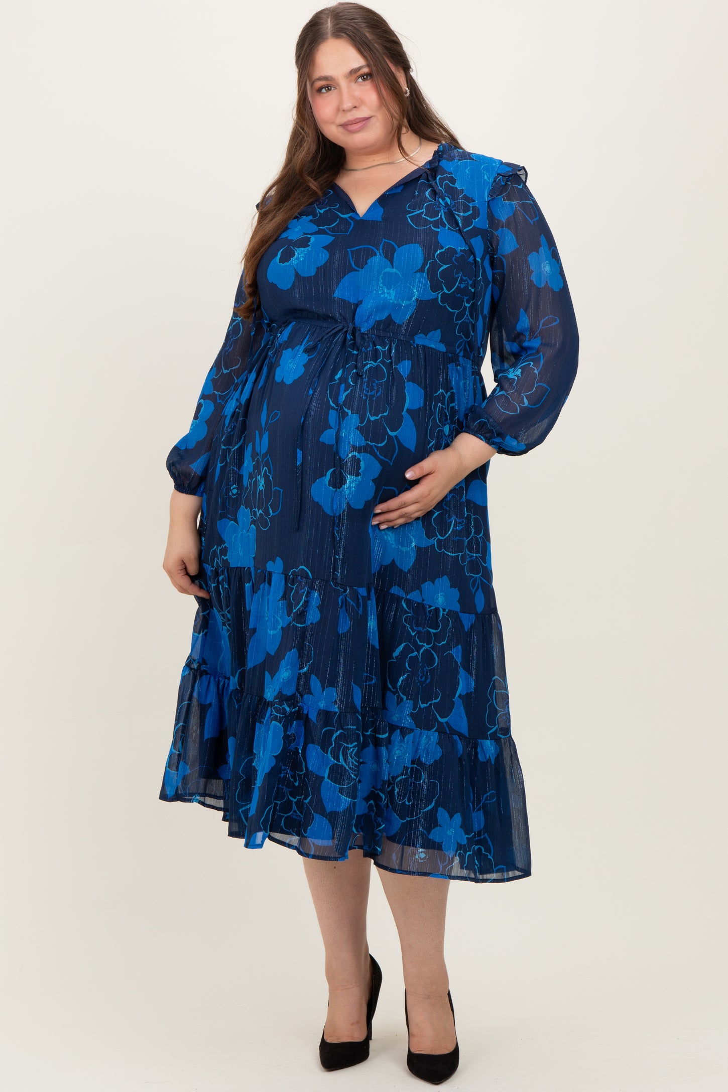 navy blue floral dress plus size Agnes Orinda Women's Plus Size Floral Dresses U Neck Sleeveless Embroidered Mesh Double Layer Wedding Maxi Cami Dress with Pockets 1X Dark Blue, Size: