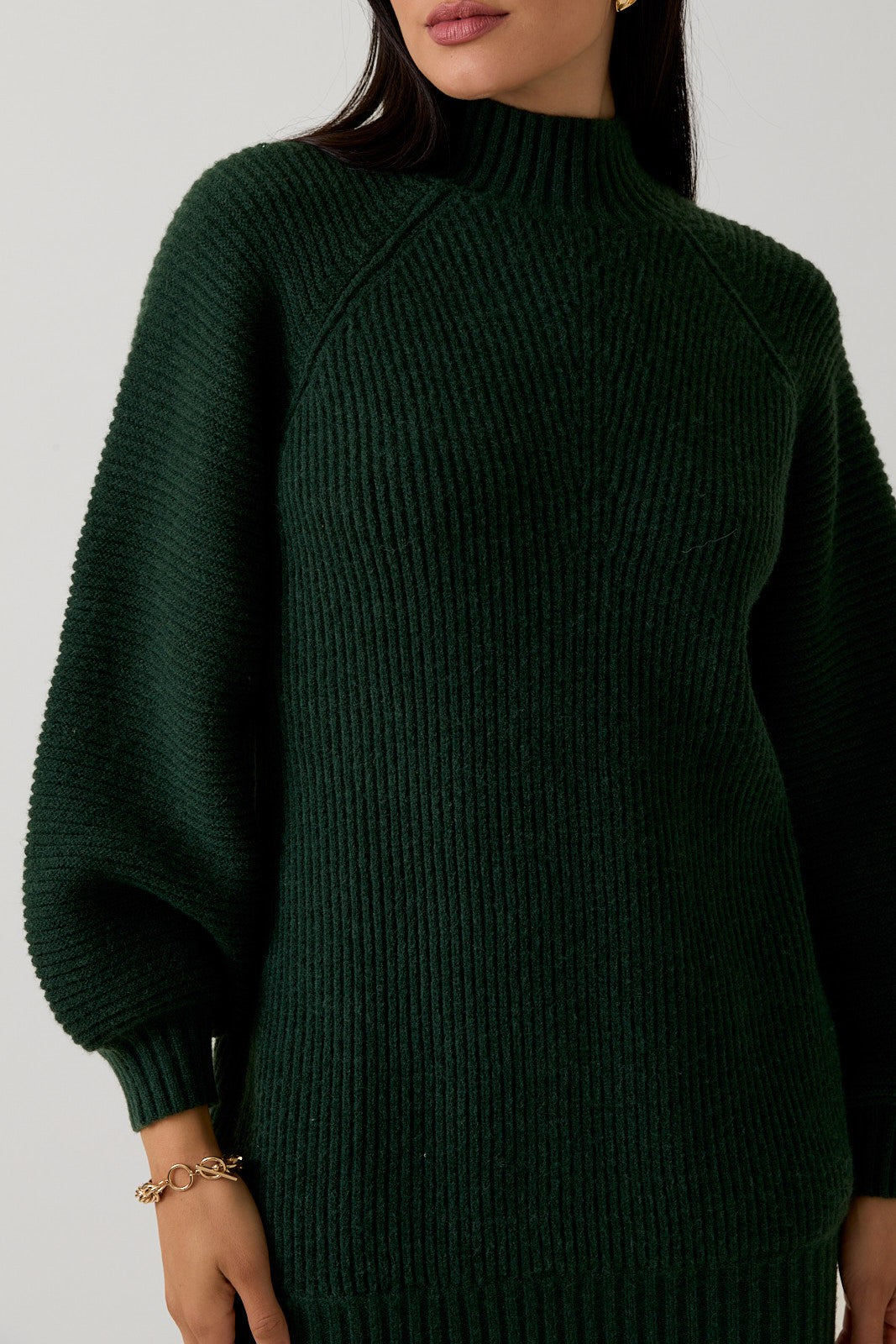 Hunter Green Mock Neck Cozy Sweater Dress Hunter Green Mock Neck Cozy Sweater Dress